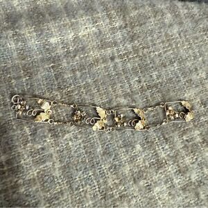 Vintage Gold Plated Panel Leaf Bracelet